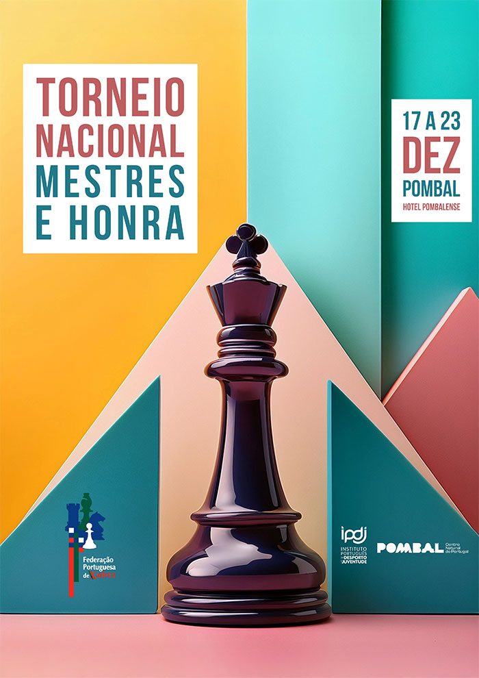 Cartaz do Torneio Nacional de Mestres e Honra, 17 a 23 de dezembro, Pombal